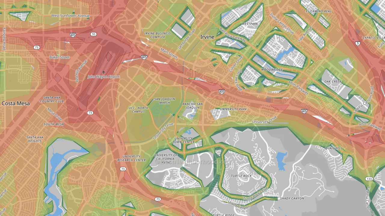 92612, CA Map of Noise Levels in 92612