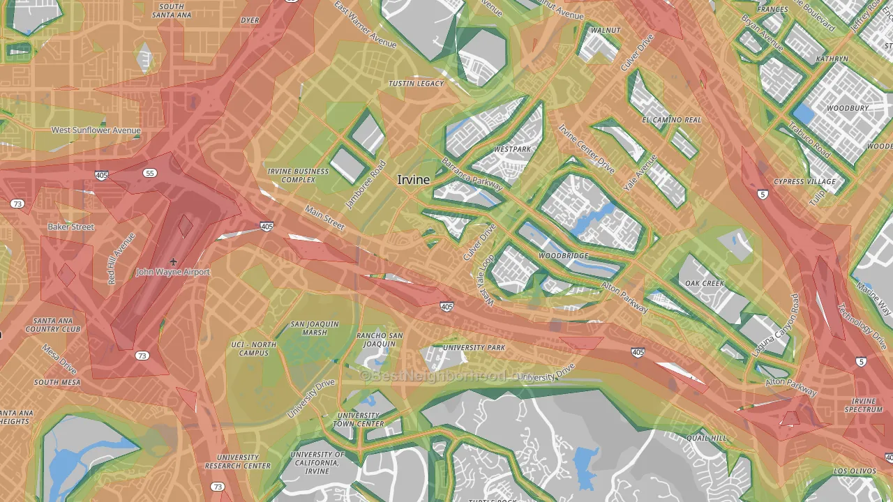 92614, CA Map of Noise Levels in 92614