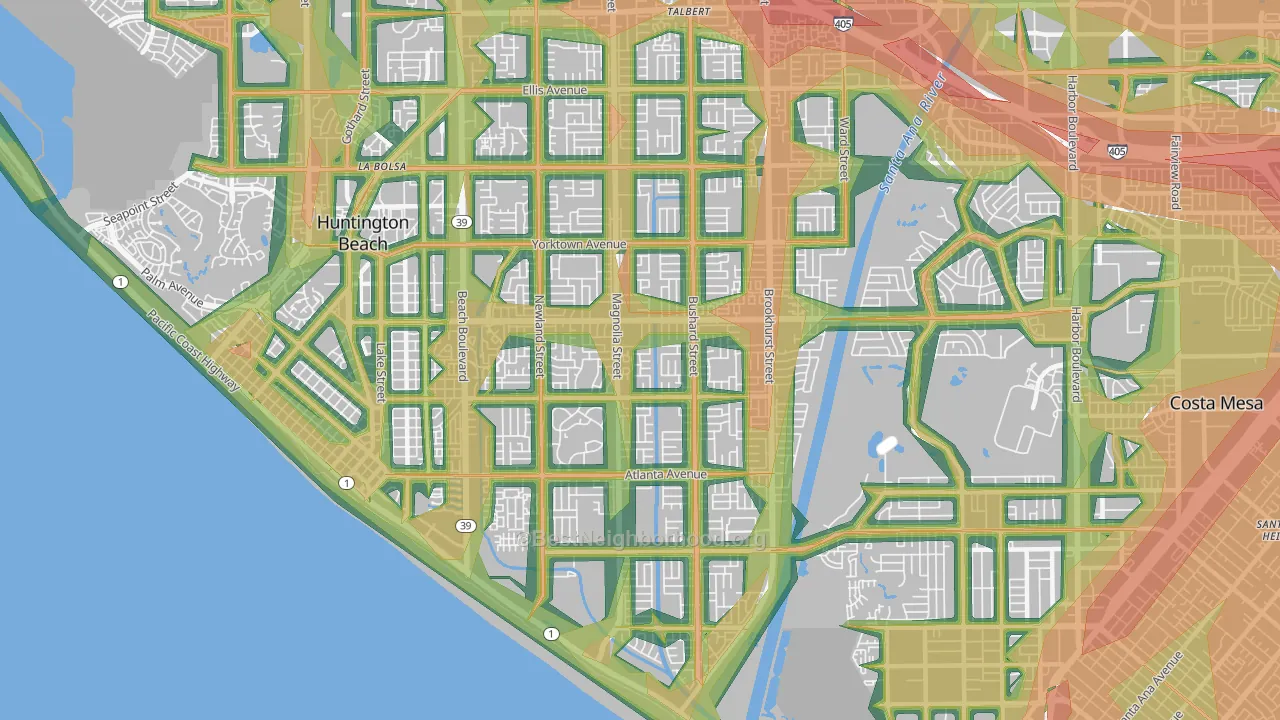 92646, CA Map of Noise Levels in 92646