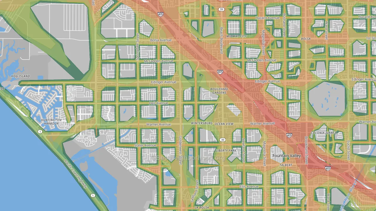 92647, CA Map of Noise Levels in 92647