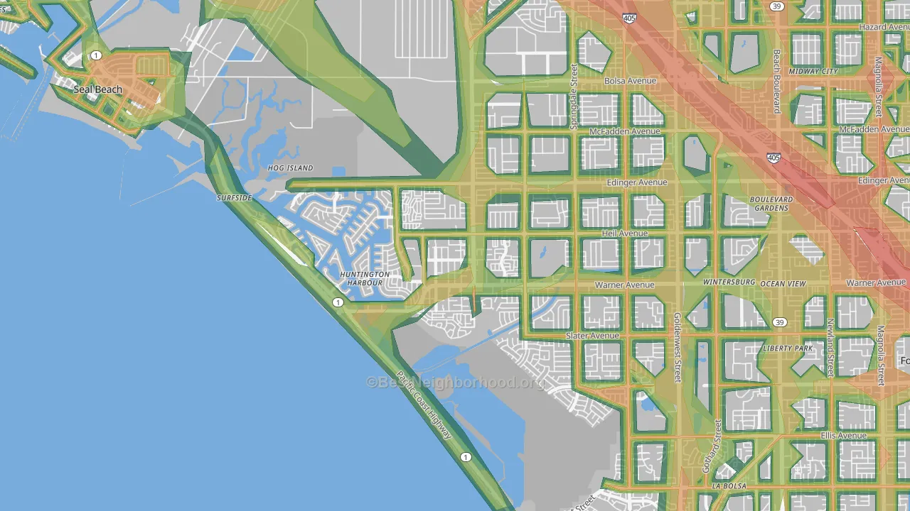 92649, CA Map of Noise Levels in 92649
