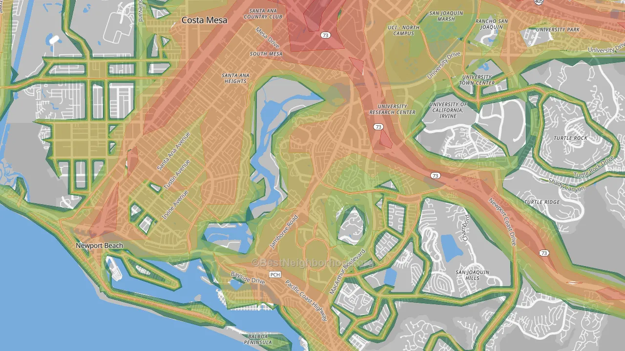 92660, CA Map of Noise Levels in 92660