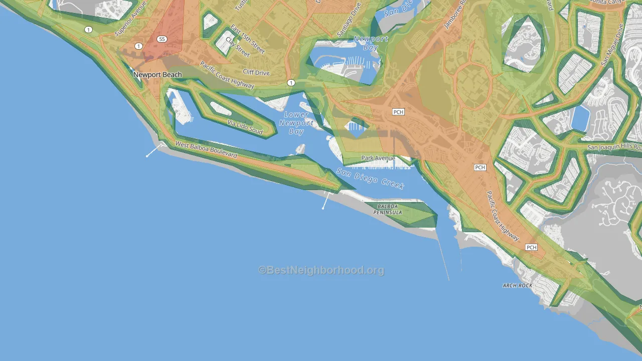 92661, CA Map of Noise Levels in 92661