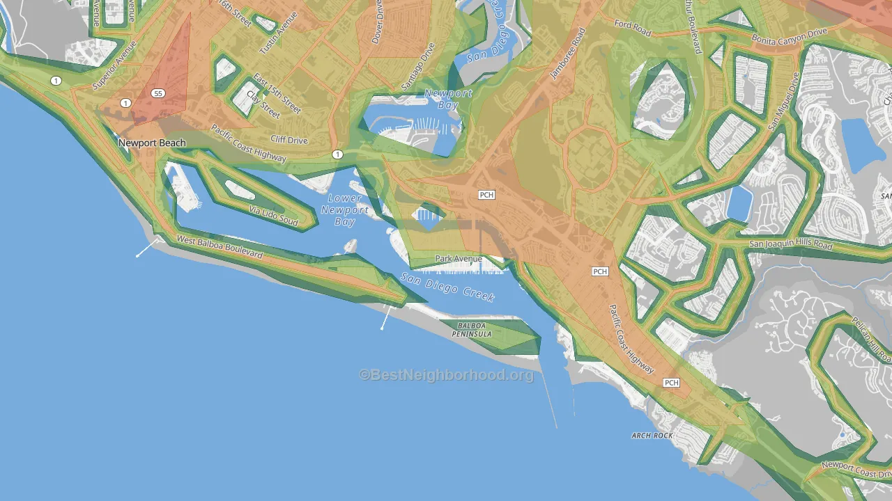 92662, CA Map of Noise Levels in 92662