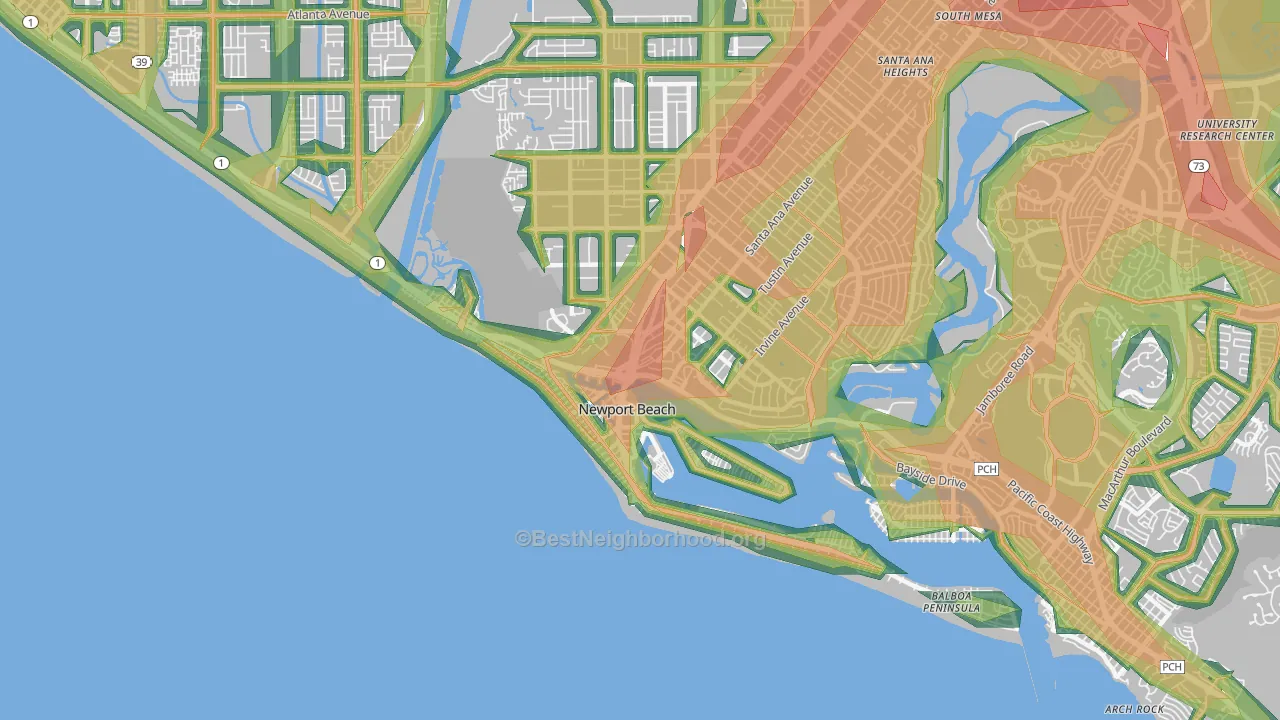 92663, CA Map of Noise Levels in 92663