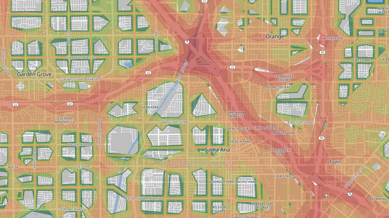 92706, CA Map of Noise Levels in 92706