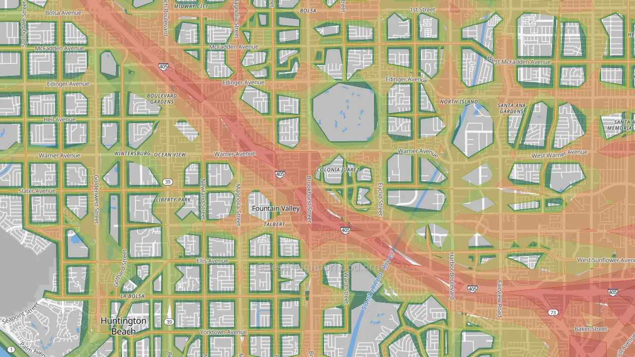 92708, CA Map of Noise Levels in 92708