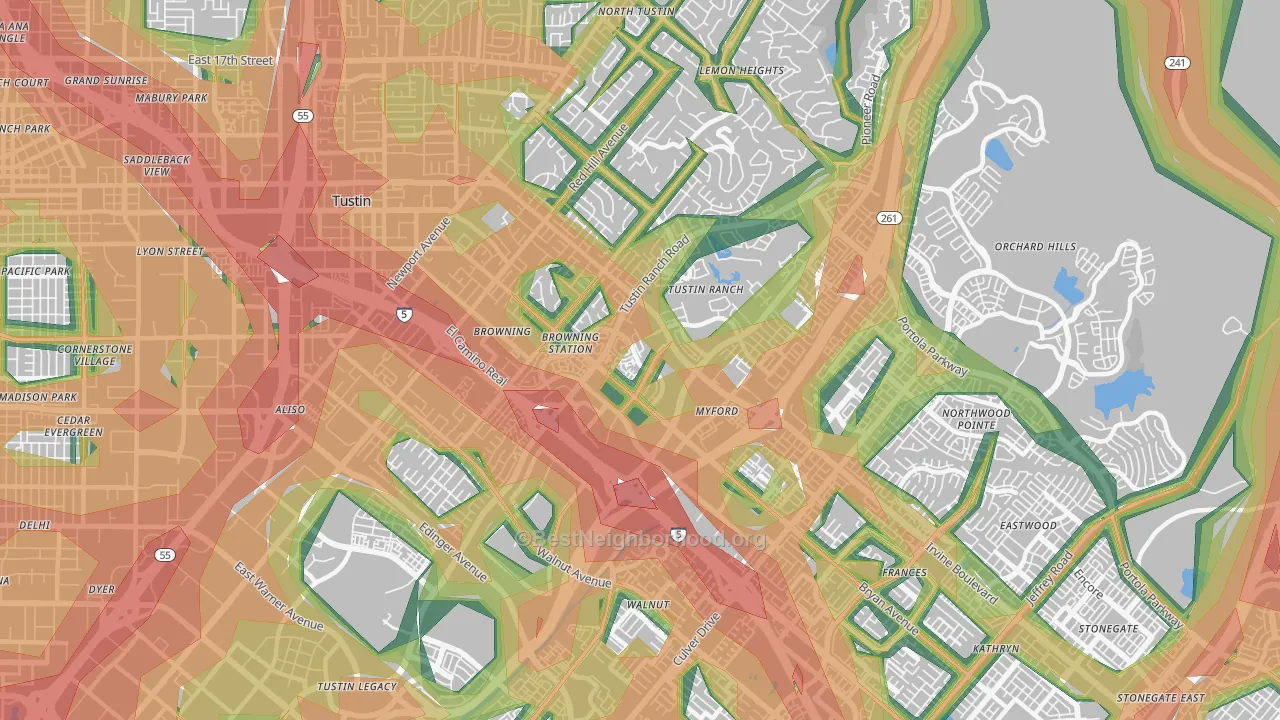 92782, CA Map of Noise Levels in 92782