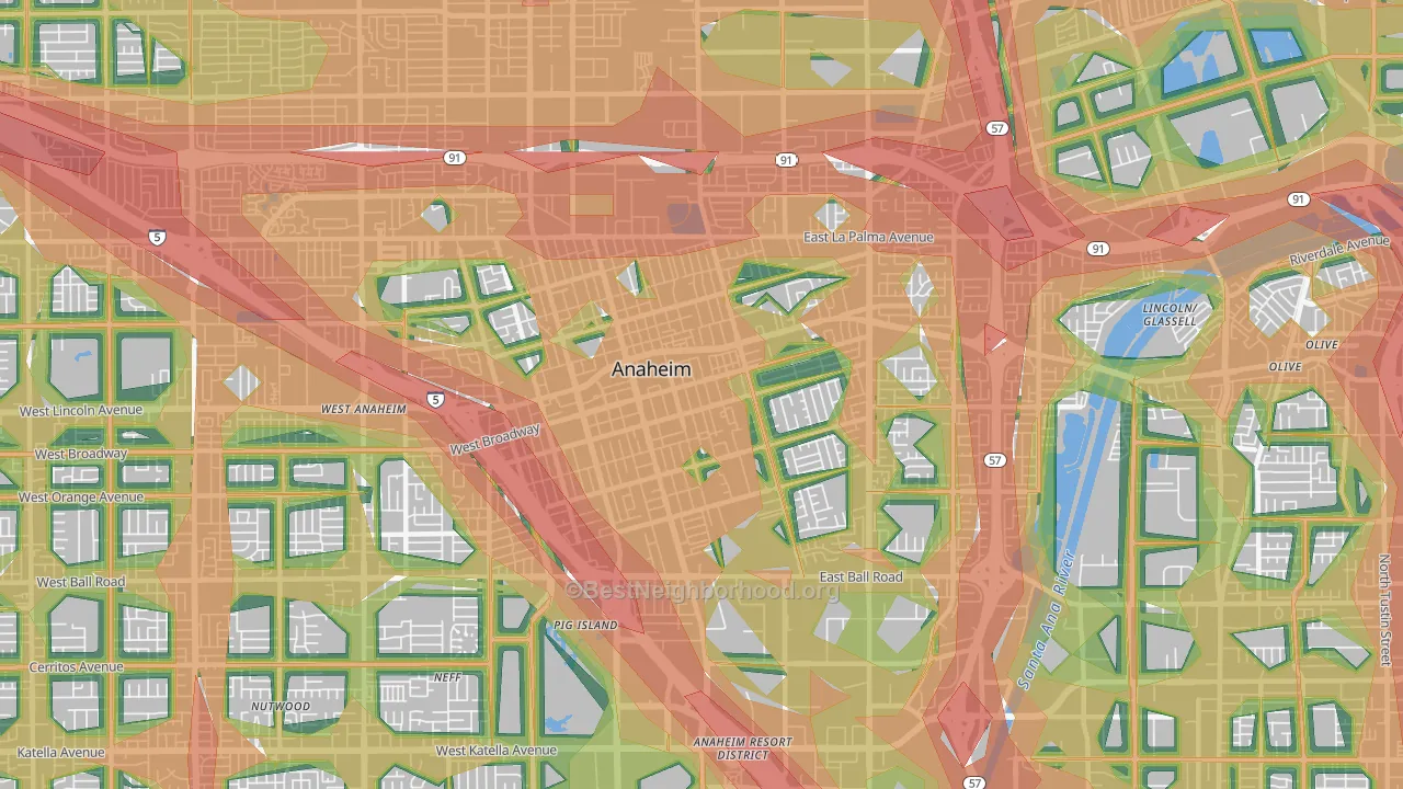 92805, CA Map of Noise Levels in 92805