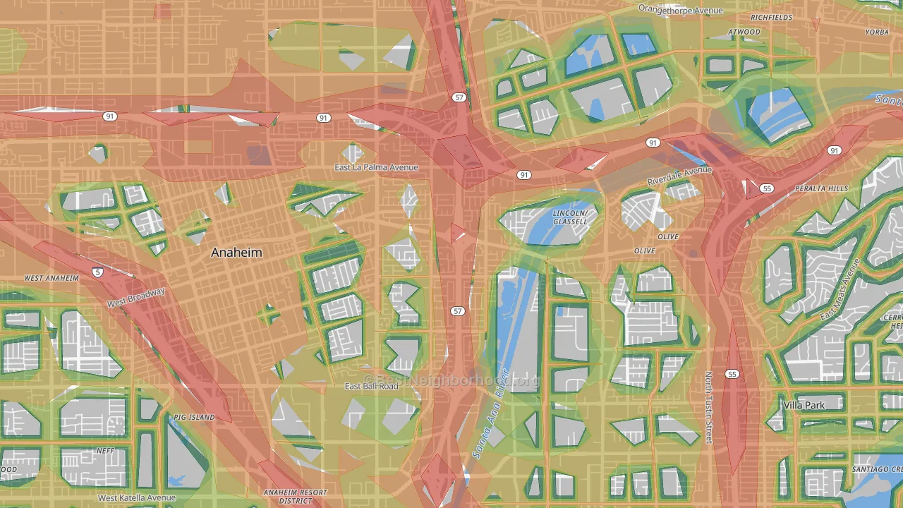 92806, CA Map of Noise Levels in 92806