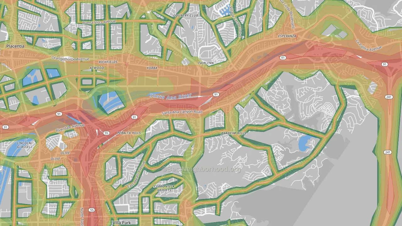 92807, CA Map of Noise Levels in 92807