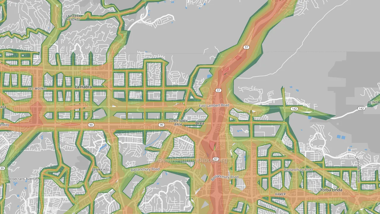 92821, CA Map of Noise Levels in 92821