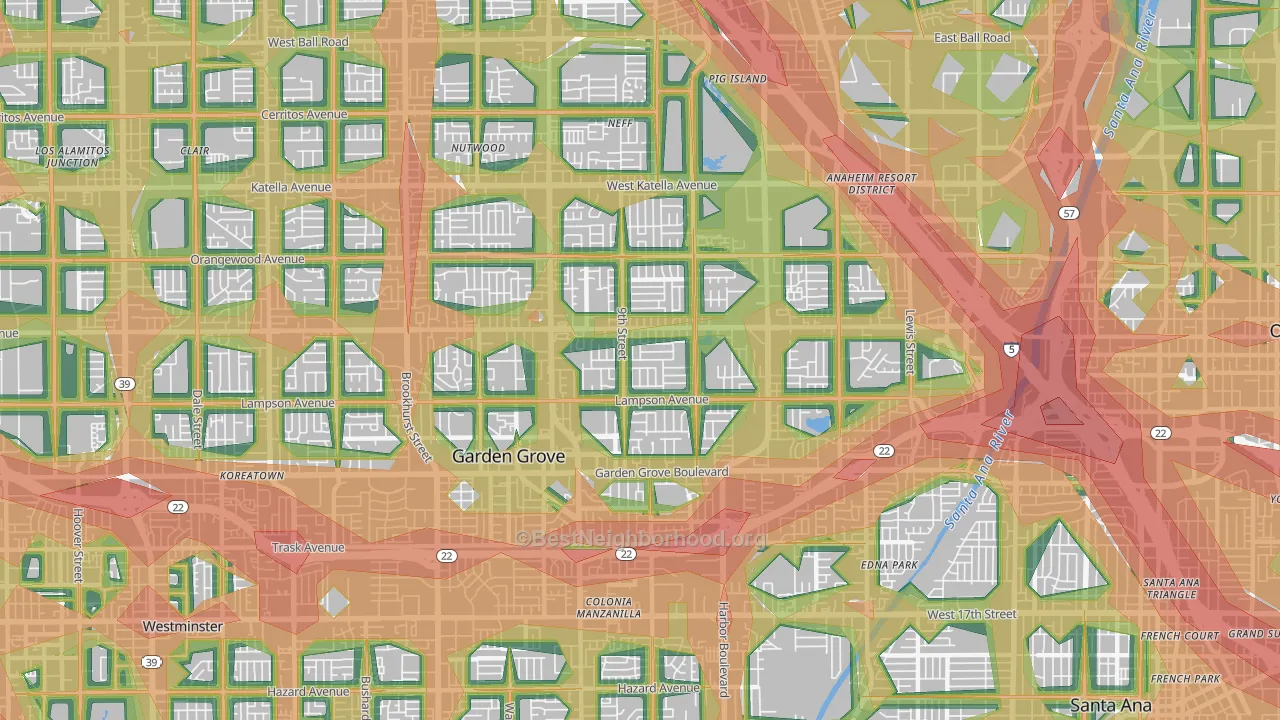 92840, CA Map of Noise Levels in 92840