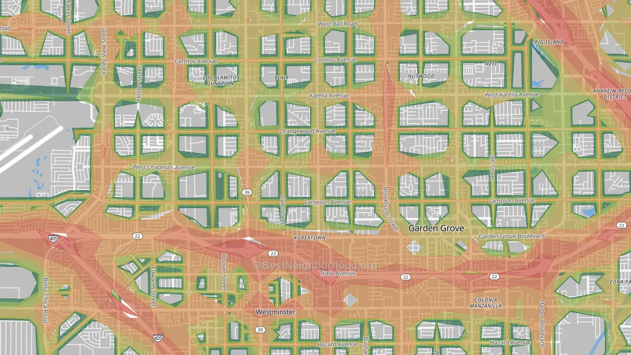 92841, CA Map of Noise Levels in 92841