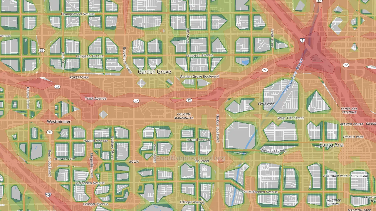 92843, CA Map of Noise Levels in 92843