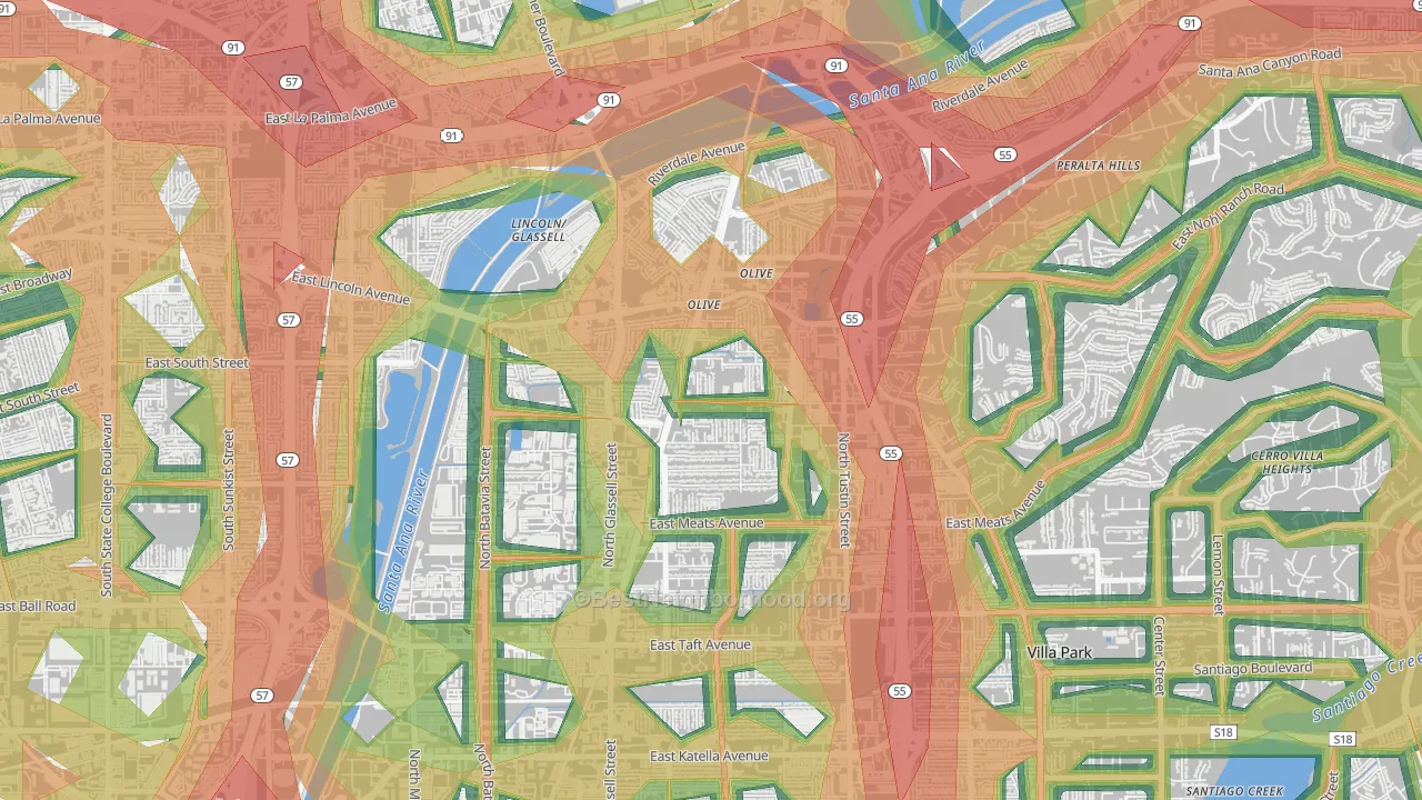 92865, CA Map of Noise Levels in 92865
