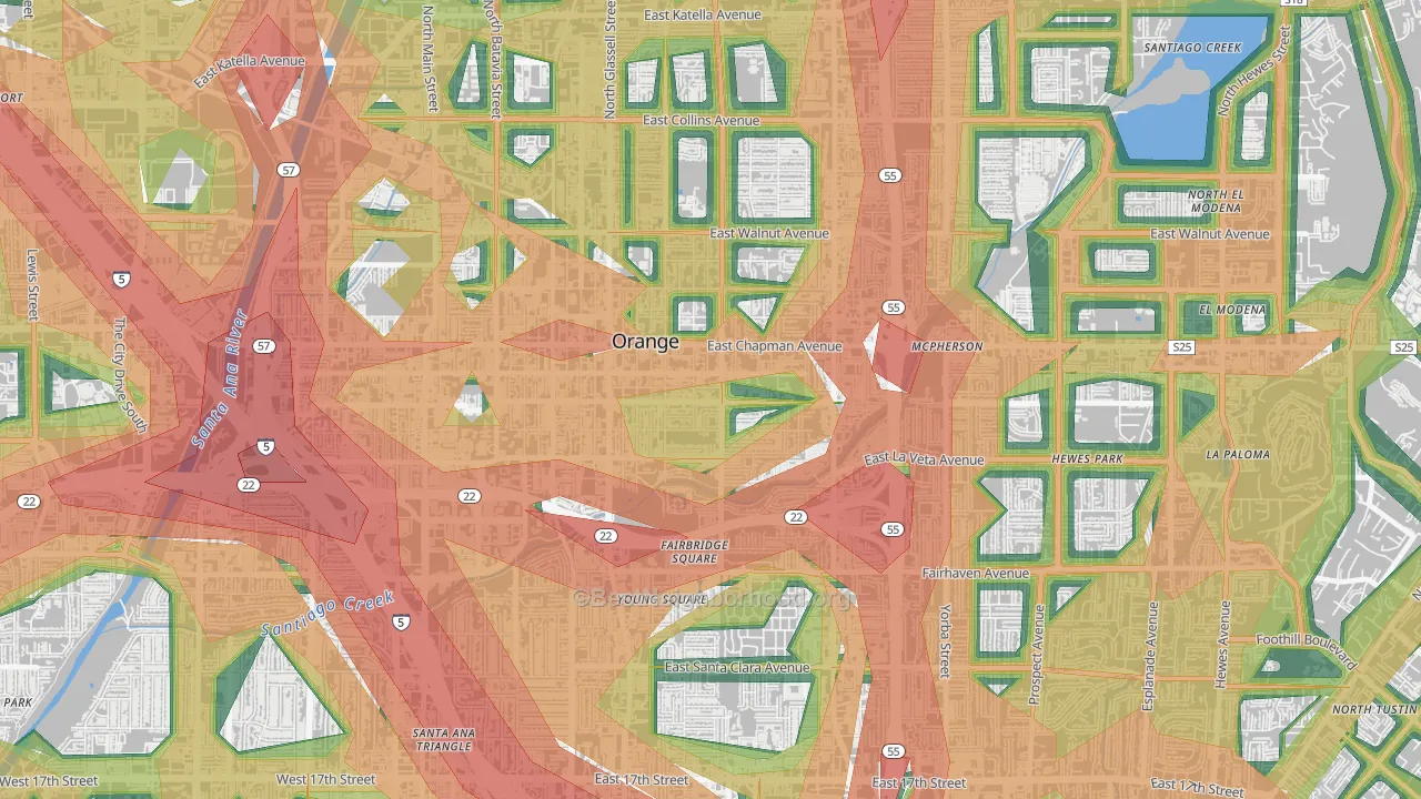 92866, CA Map of Noise Levels in 92866