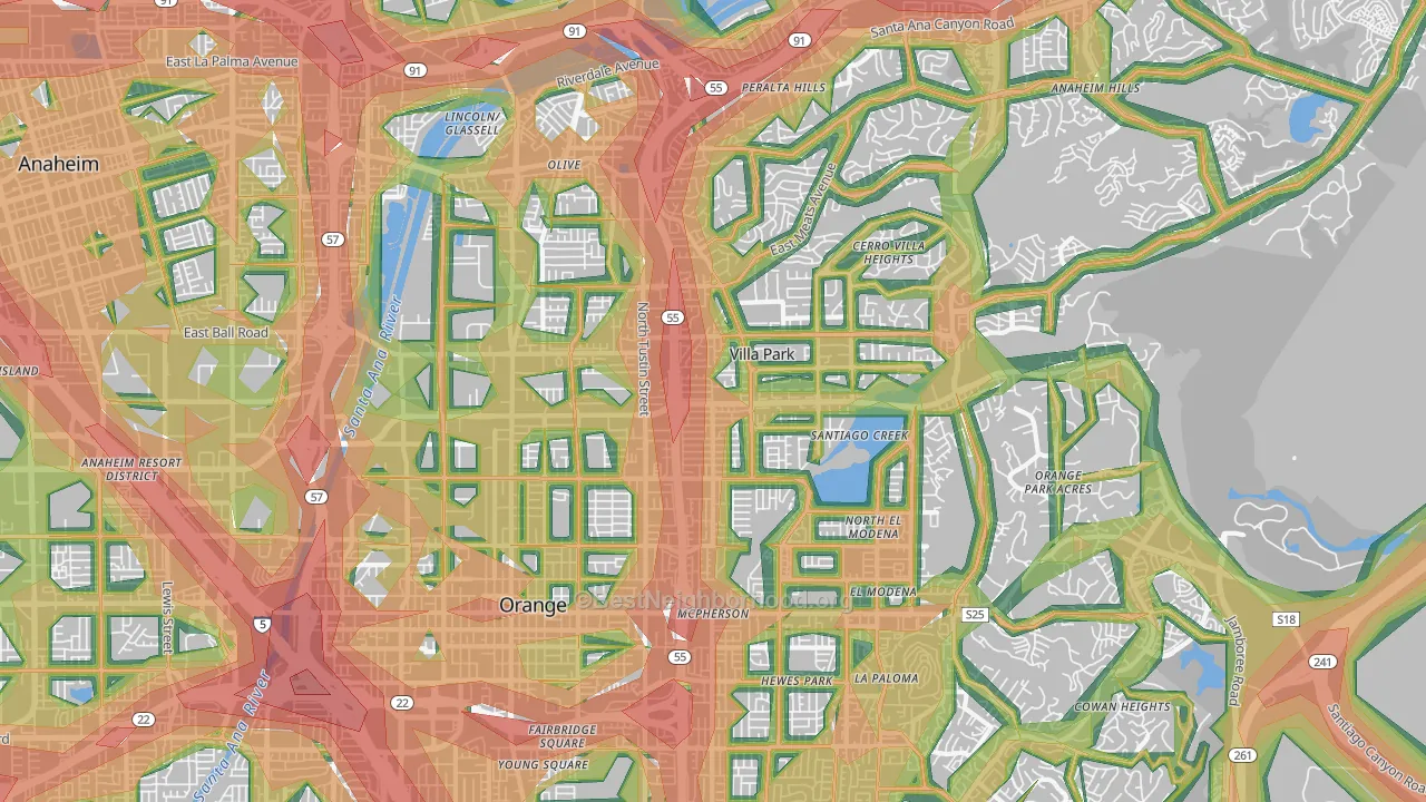 92867, CA Map of Noise Levels in 92867