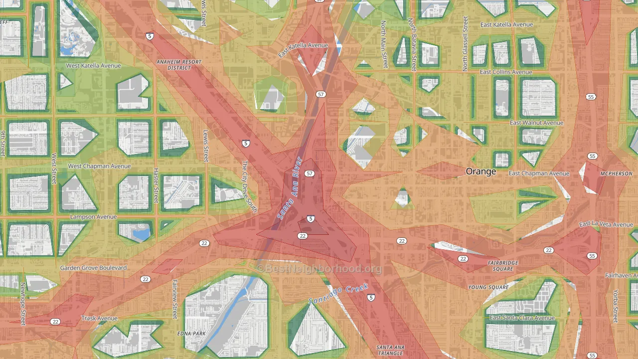 92868, CA Map of Noise Levels in 92868