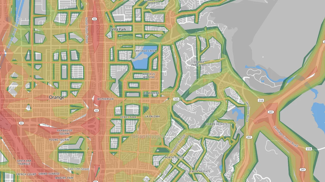 92869, CA Map of Noise Levels in 92869