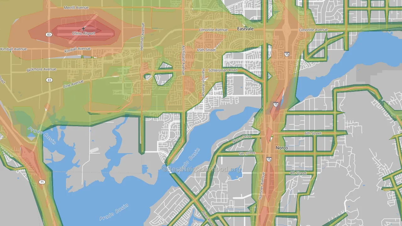 92880, CA Map of Noise Levels in 92880
