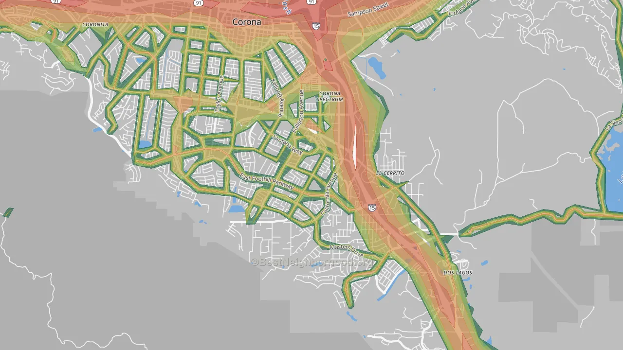 92881, CA Map of Noise Levels in 92881