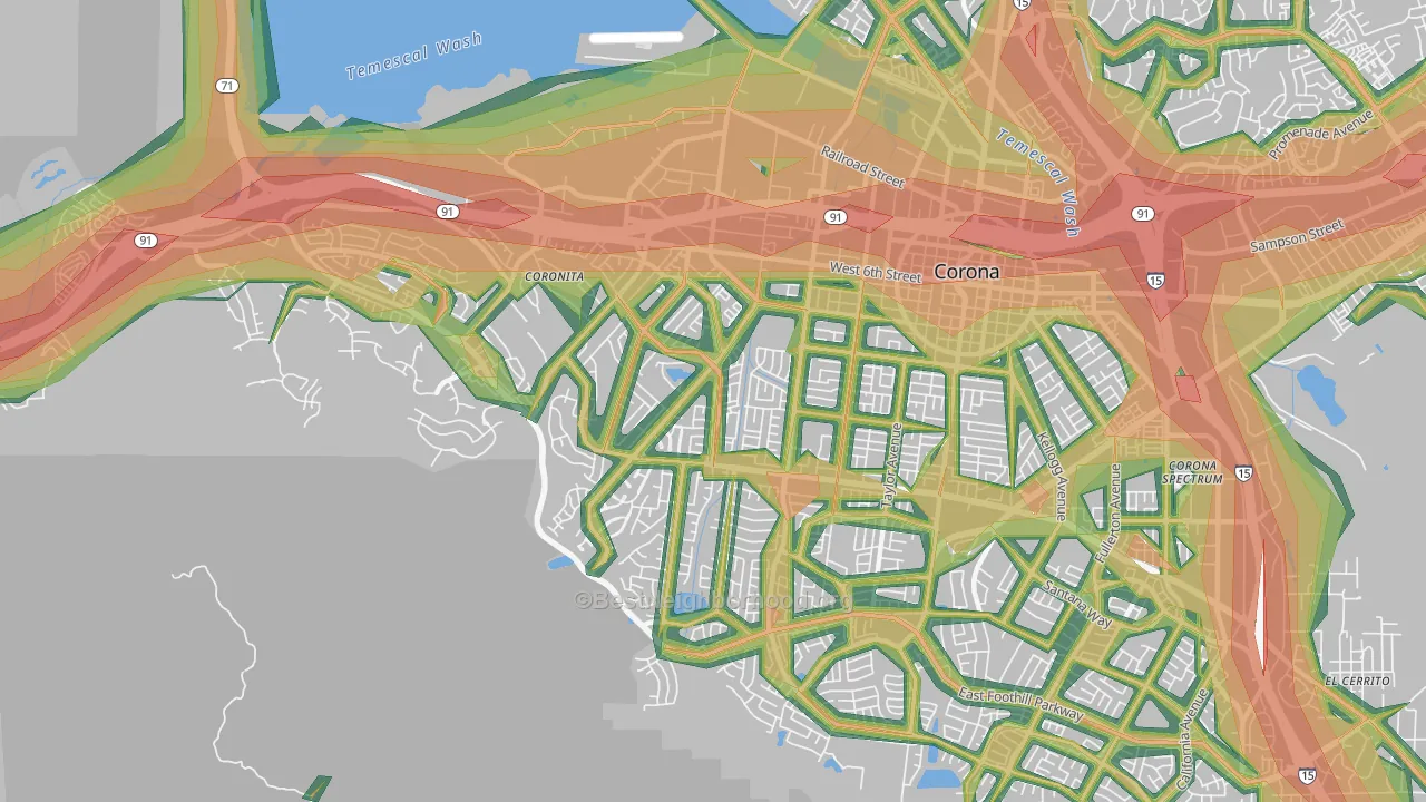 92882, CA Map of Noise Levels in 92882