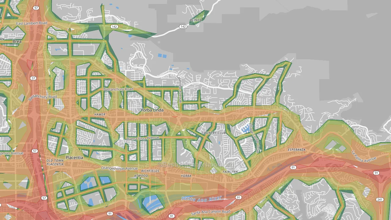 92886, CA Map of Noise Levels in 92886