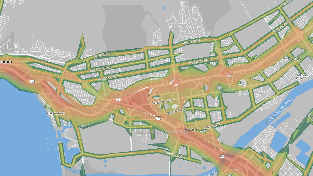 93003, CA Map of Noise Levels in 93003