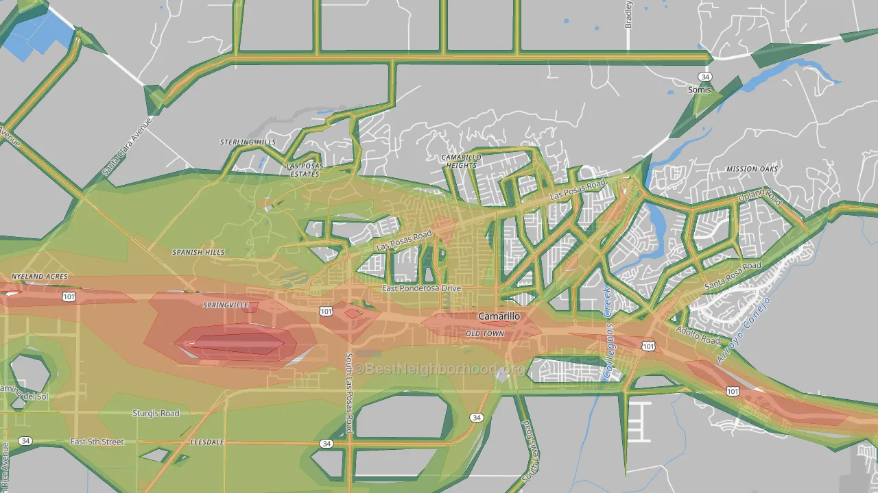 93010, CA Map of Noise Levels in 93010
