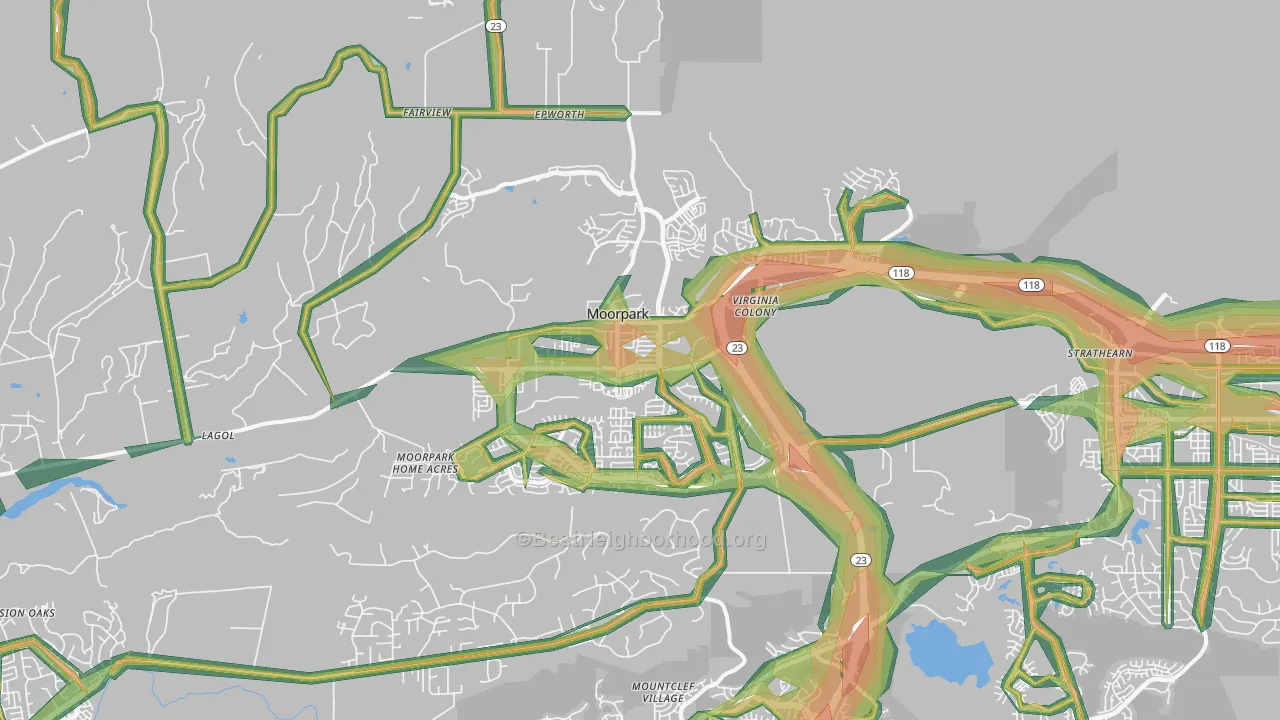 93021, CA Map of Noise Levels in 93021