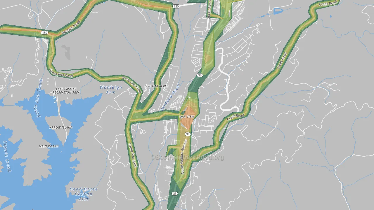 93022, CA Map of Noise Levels in 93022