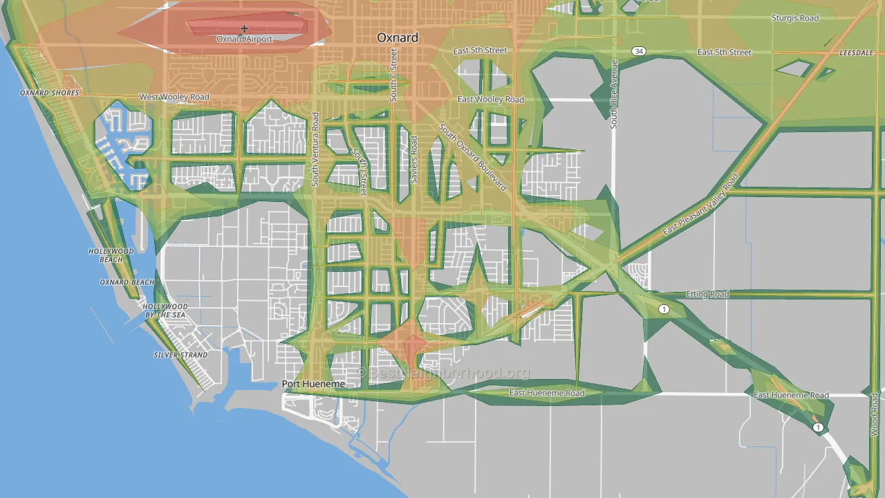 93033, CA Map of Noise Levels in 93033