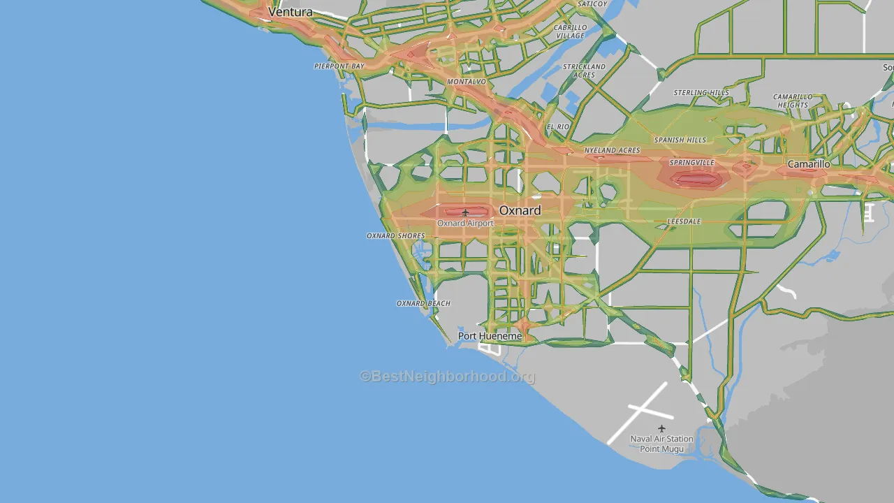 93035, CA Map of Noise Levels in 93035