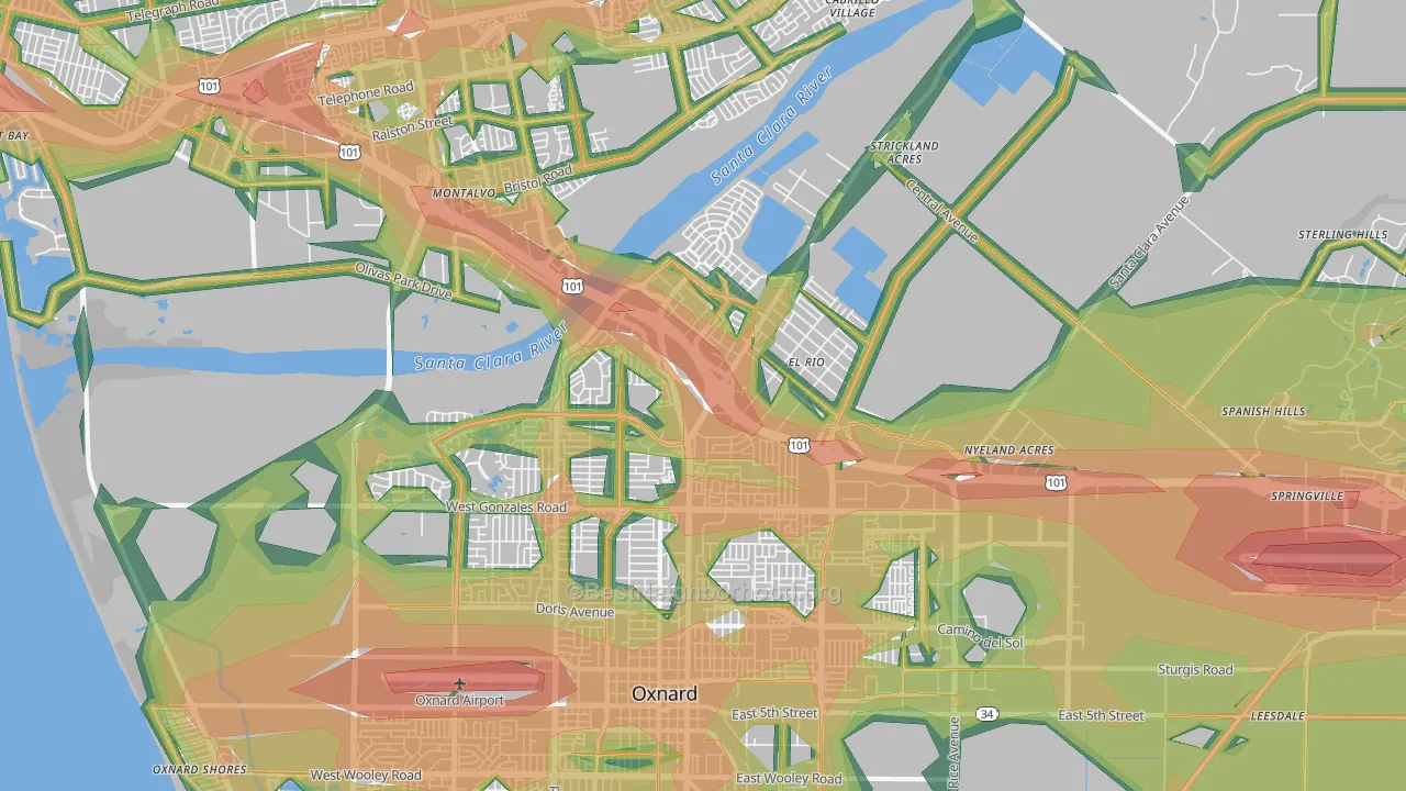 93036, CA Map of Noise Levels in 93036