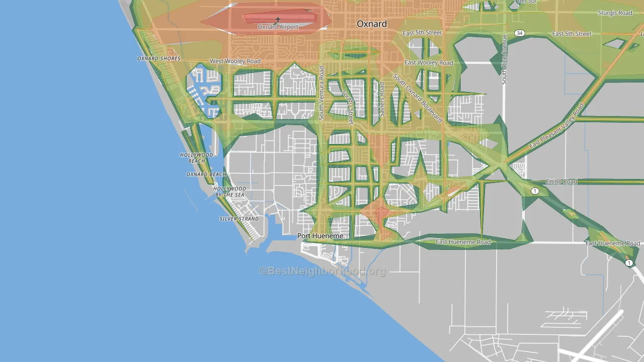 93041, CA Map of Noise Levels in 93041