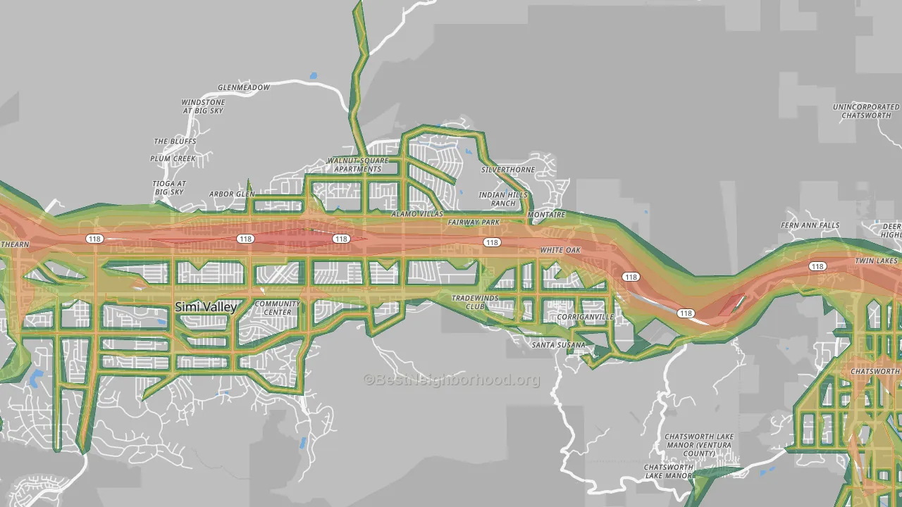 93063, CA Map of Noise Levels in 93063