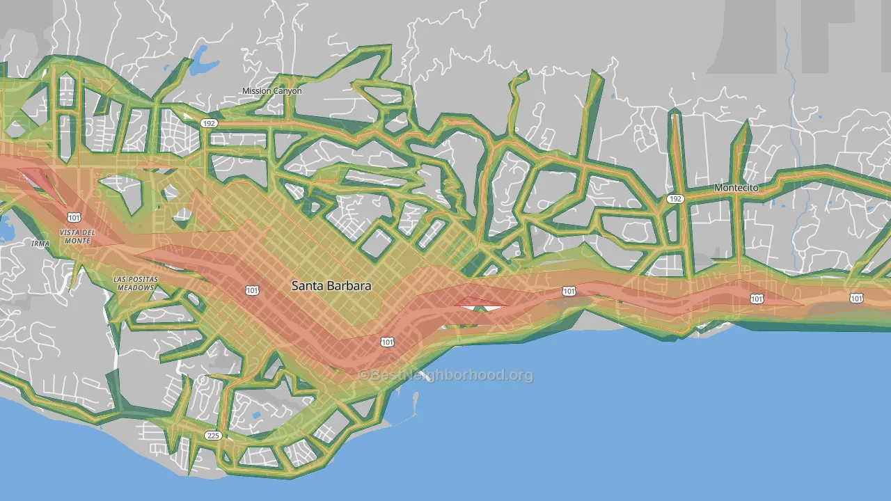 93103, CA Map of Noise Levels in 93103