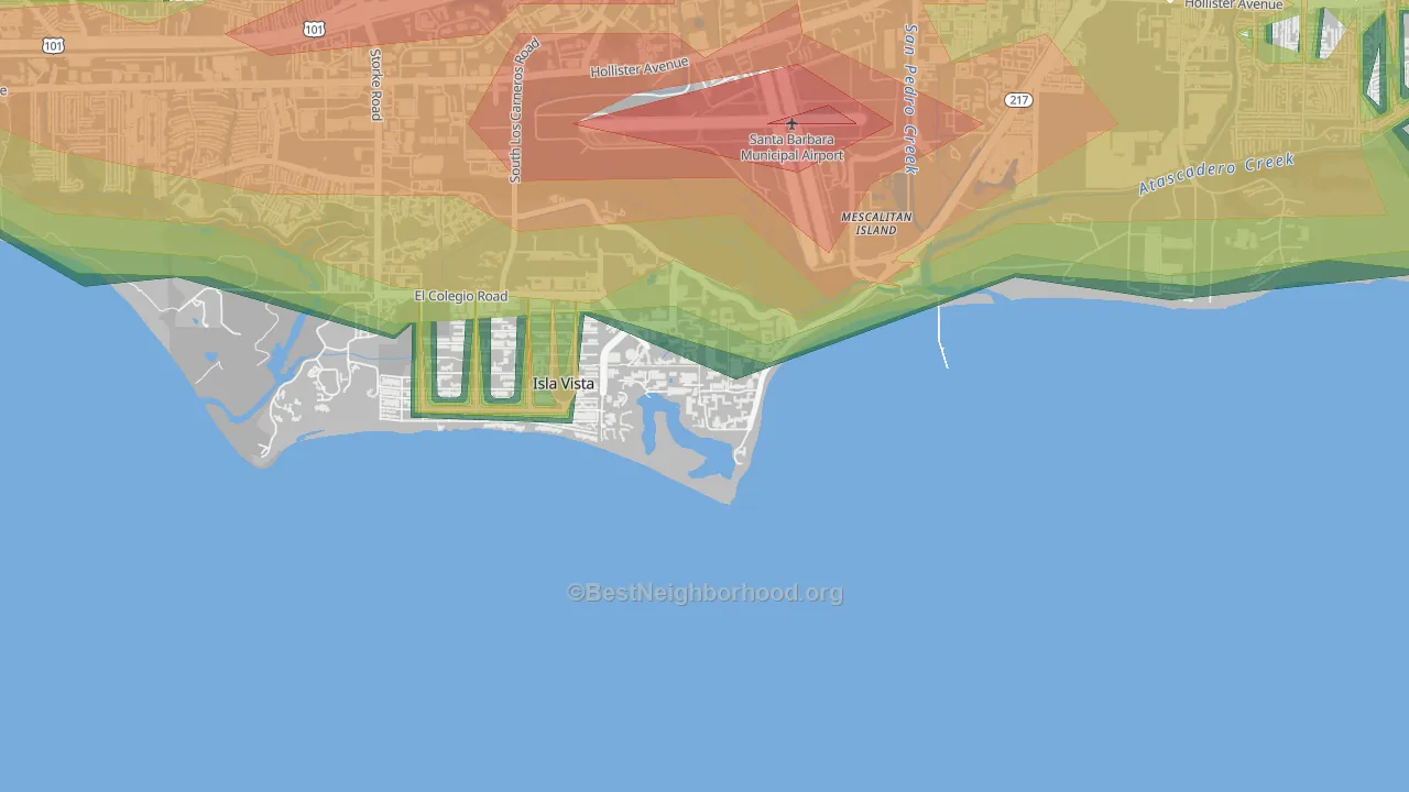 93106, CA Map of Noise Levels in 93106