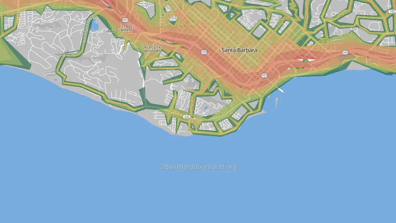 93109, CA Map of Noise Levels in 93109