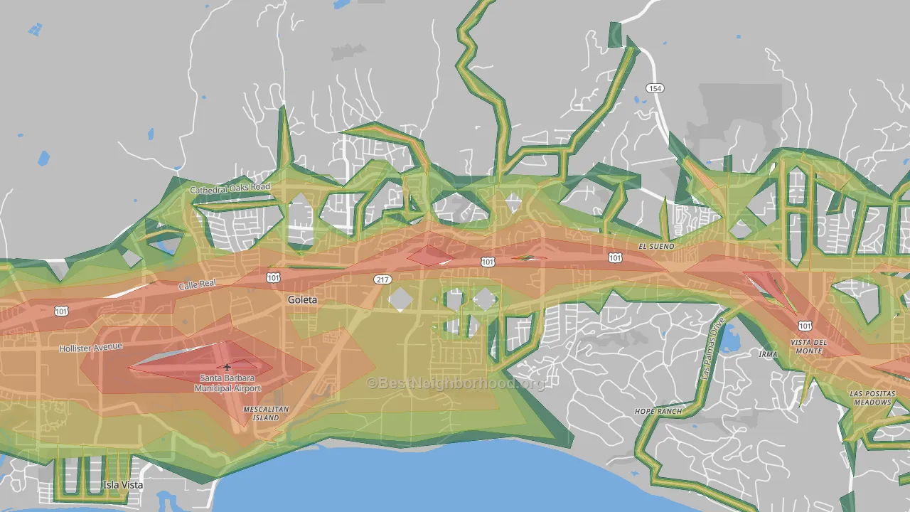 93111, CA Map of Noise Levels in 93111
