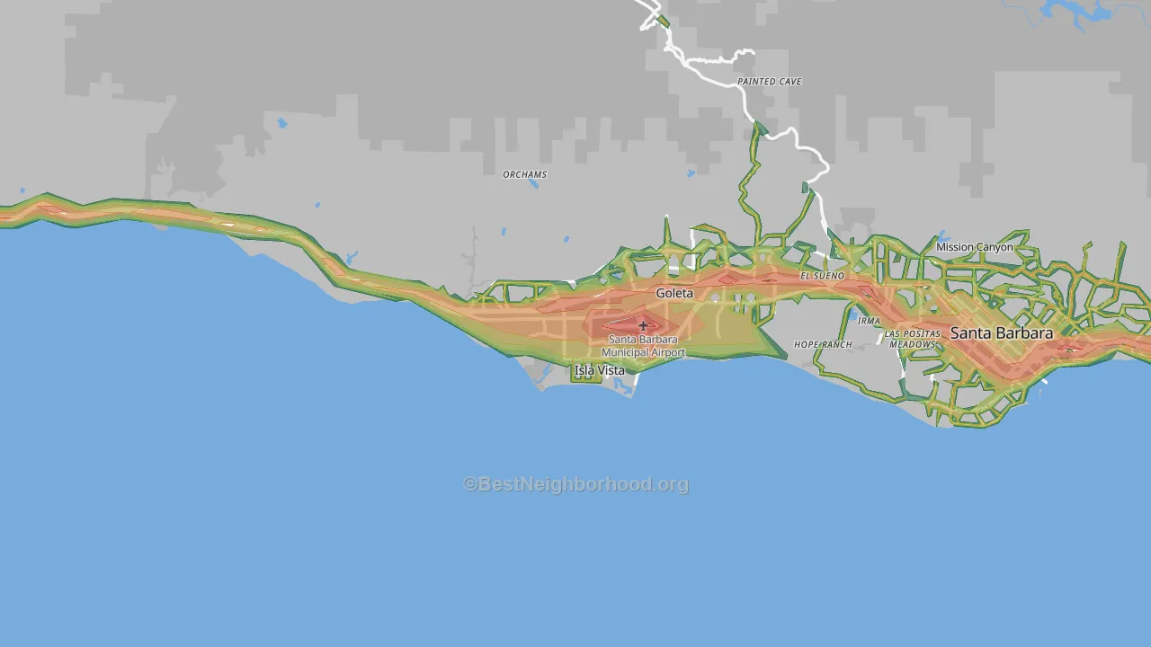 93117, CA Map of Noise Levels in 93117