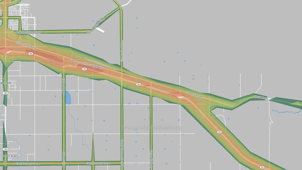 93220, CA Map of Noise Levels in 93220