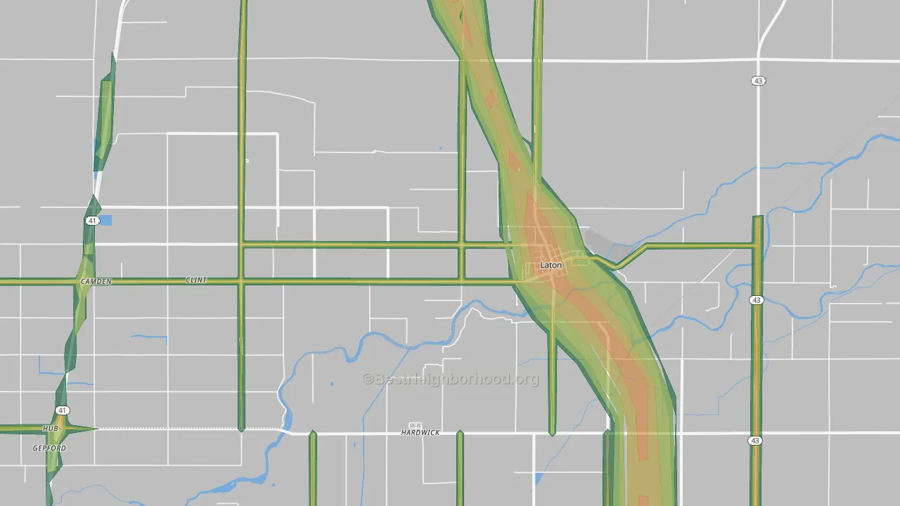 93242, CA Map of Noise Levels in 93242