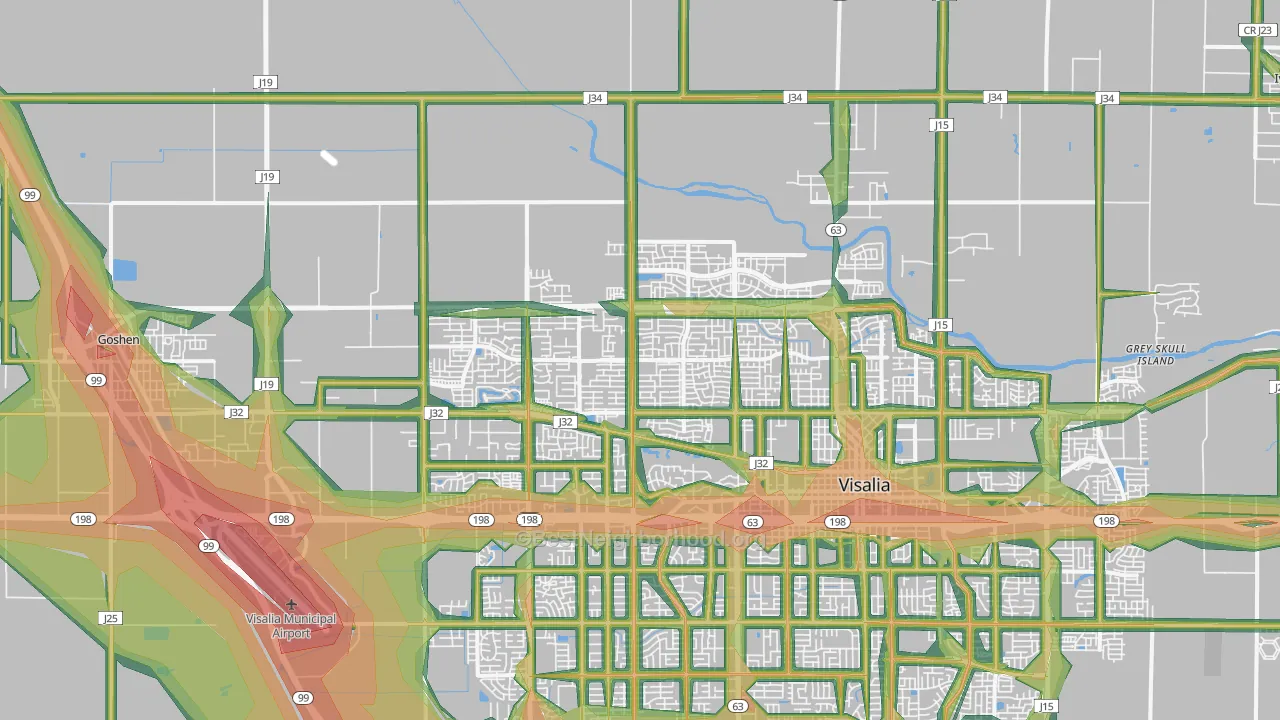 93291, CA Map of Noise Levels in 93291