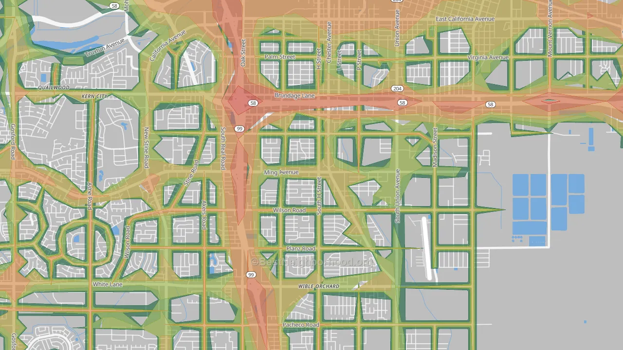 93304, CA Map of Noise Levels in 93304