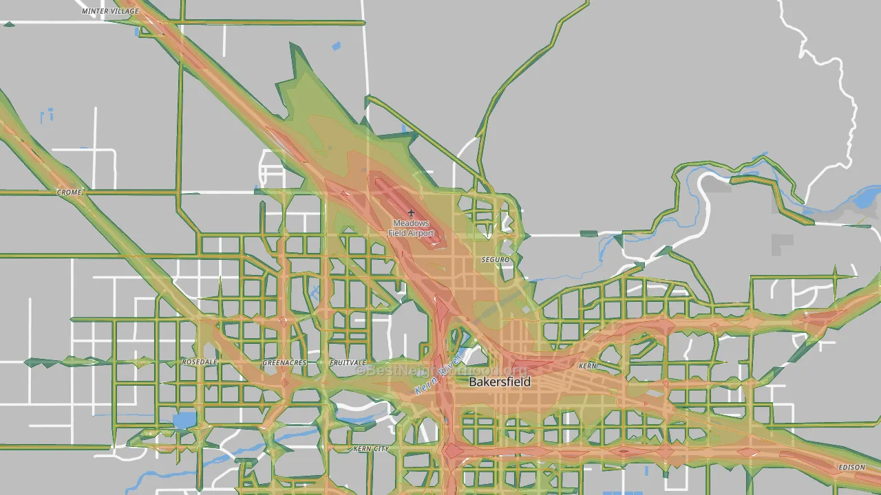 93308, CA Map of Noise Levels in 93308
