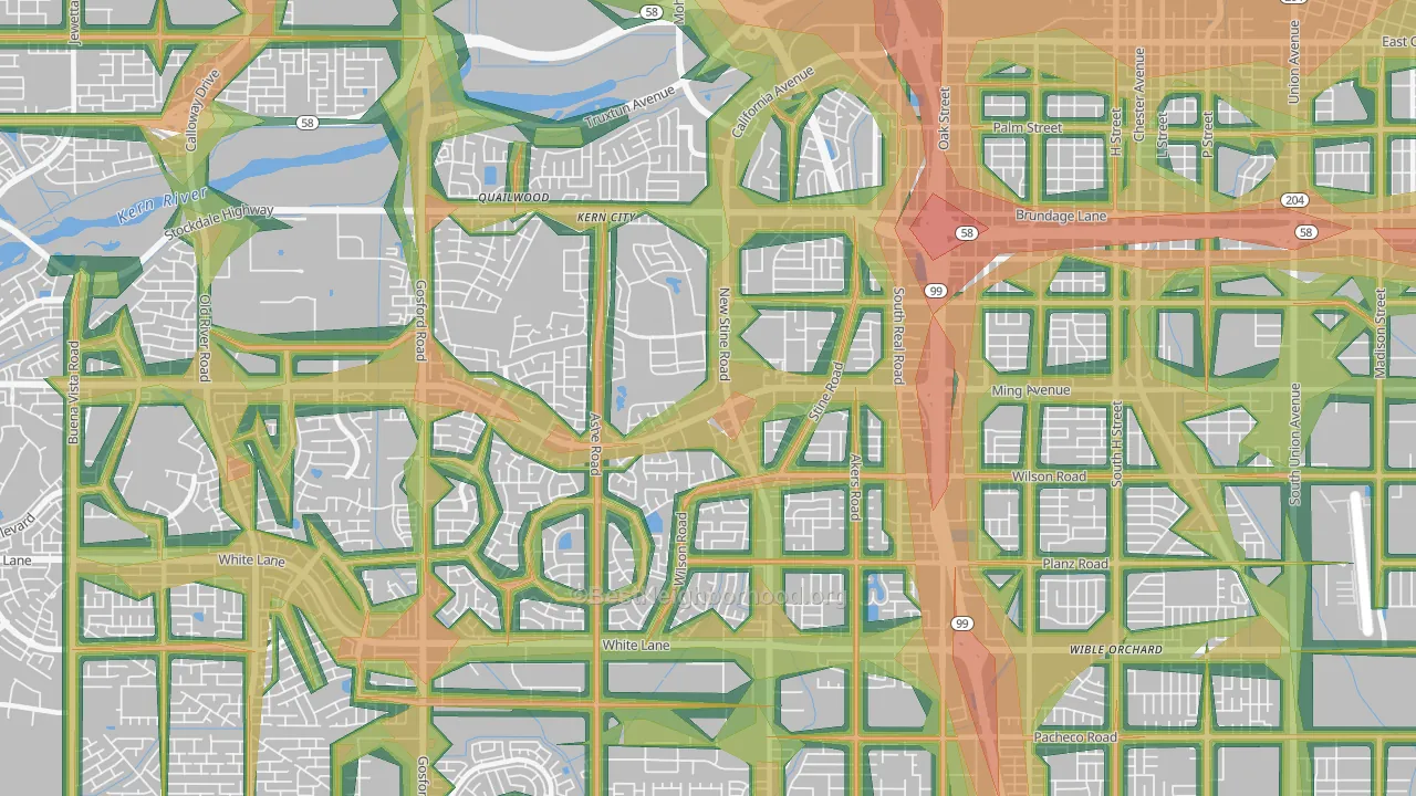 93309, CA Map of Noise Levels in 93309