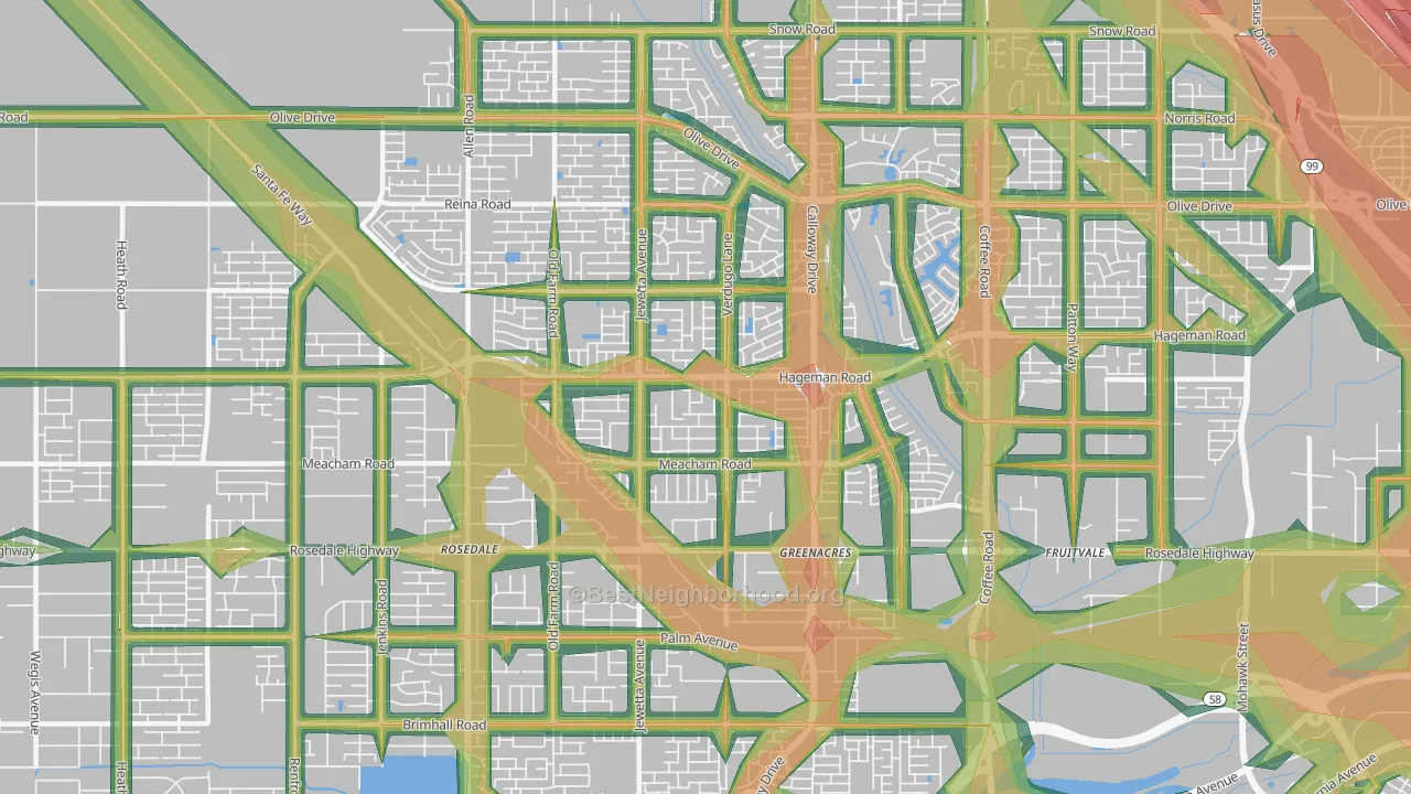 93312, CA Map of Noise Levels in 93312
