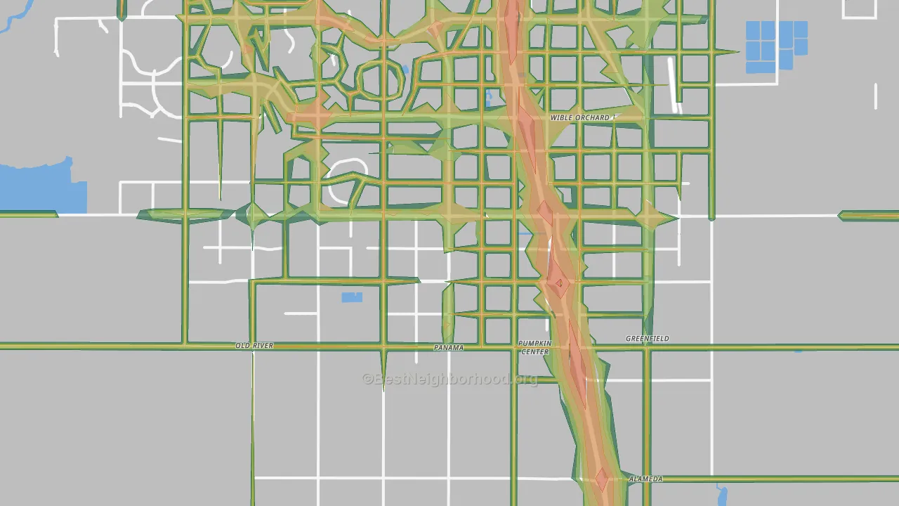 93313, CA Map of Noise Levels in 93313